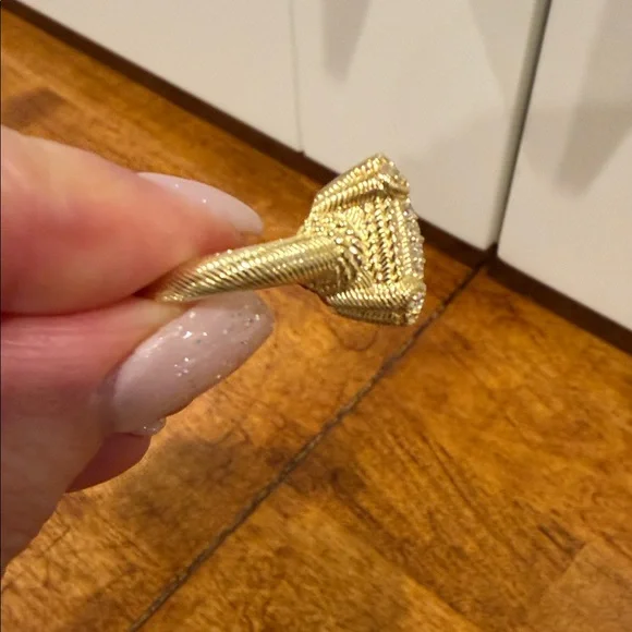 Judith Ripka Sterling Silver & 14K Gold Clad Diamonique Pave Ring - Picture 3 of 4